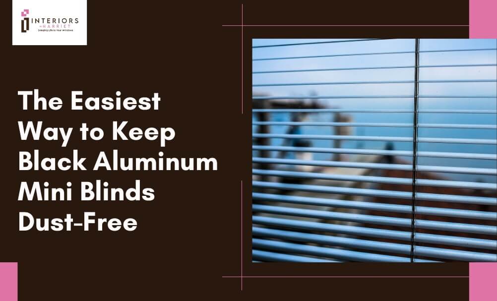 Black aluminum mini blinds